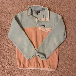 Patagonia Two-Tone Fleece Sweater - Mint Green and Peach